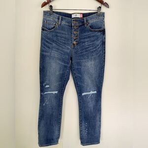 Cabi Exposed Button Fly Straight Leg Jeans Size 8